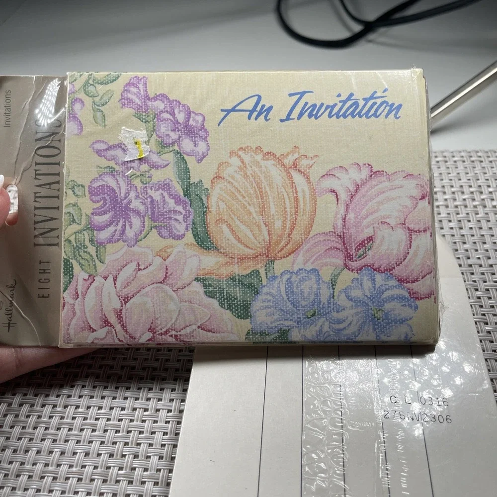 Vintage Hallmark Invitations, 2 PACKS OF 8 NEW Old Stock Floral Design